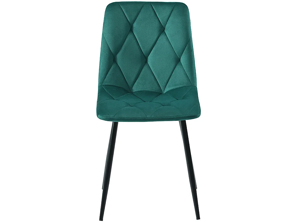 Lot de 4 chaises de salle à manger - Chaises en velours - dossier haut - pieds en acier - 45 Lx46 Px86 H cm - Vert
