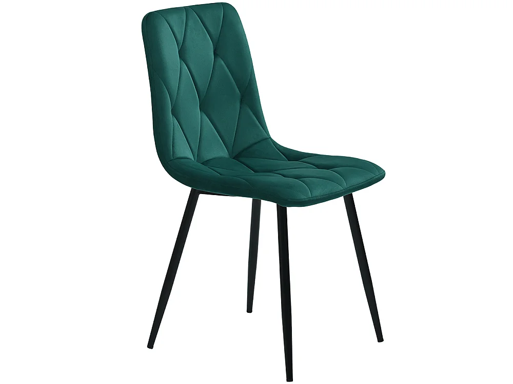Lot de 4 chaises de salle à manger - Chaises en velours - dossier haut - pieds en acier - 45 Lx46 Px86 H cm - Vert