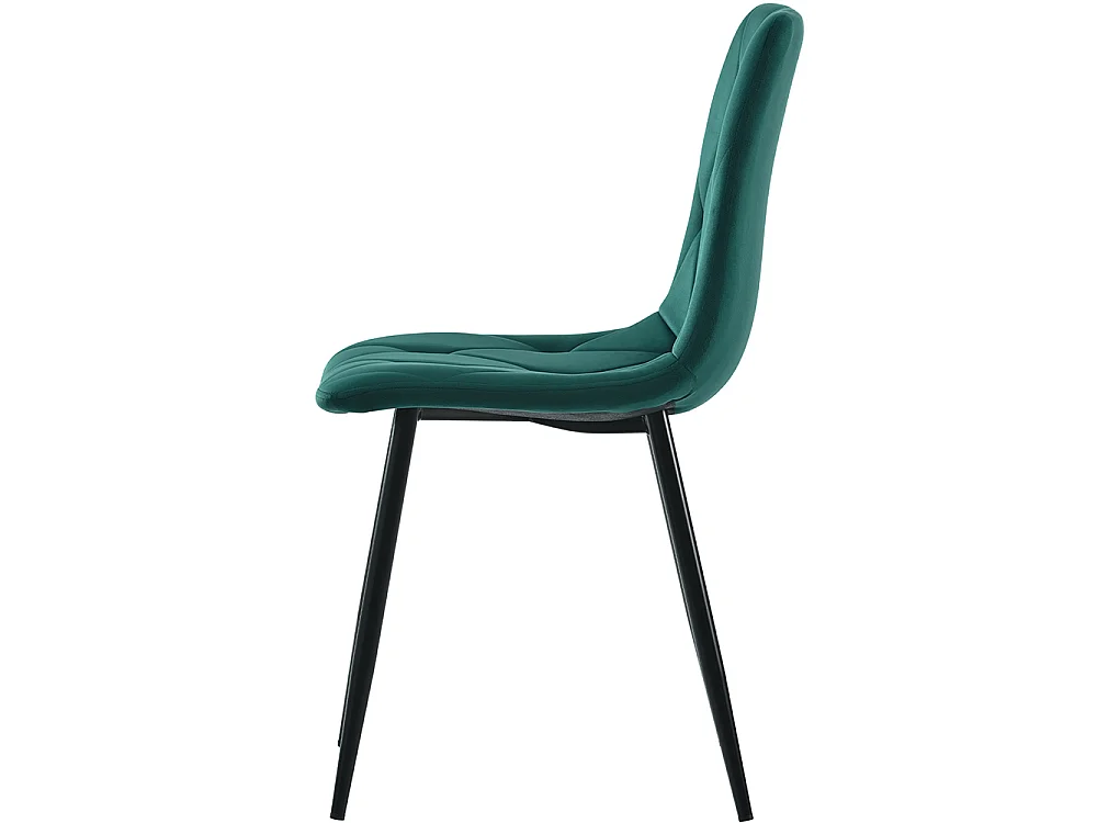 Lot de 4 chaises de salle à manger - Chaises en velours - dossier haut - pieds en acier - 45 Lx46 Px86 H cm - Vert