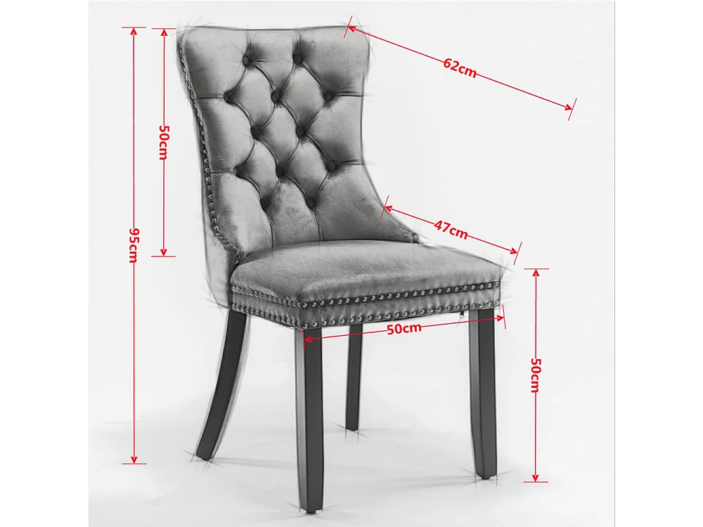 Lot de 2 Chaises de Salle à Manger, Chaise de Cuisine, Dossier à Ailes, Pieds en bois massif, Rembourrée, Bleu velours