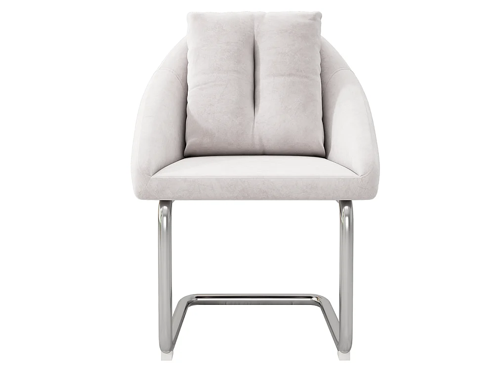 Chaises salle à manger - Lot de 4 - Piètement luge design - Velours beige - Dossier ergonomique - Pieds métal