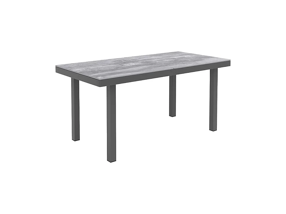 Ensemble de mobilier de jardin - 8 places - Table 140x70 cm verre - Canapé d'angle + banquette - Structure métal gris