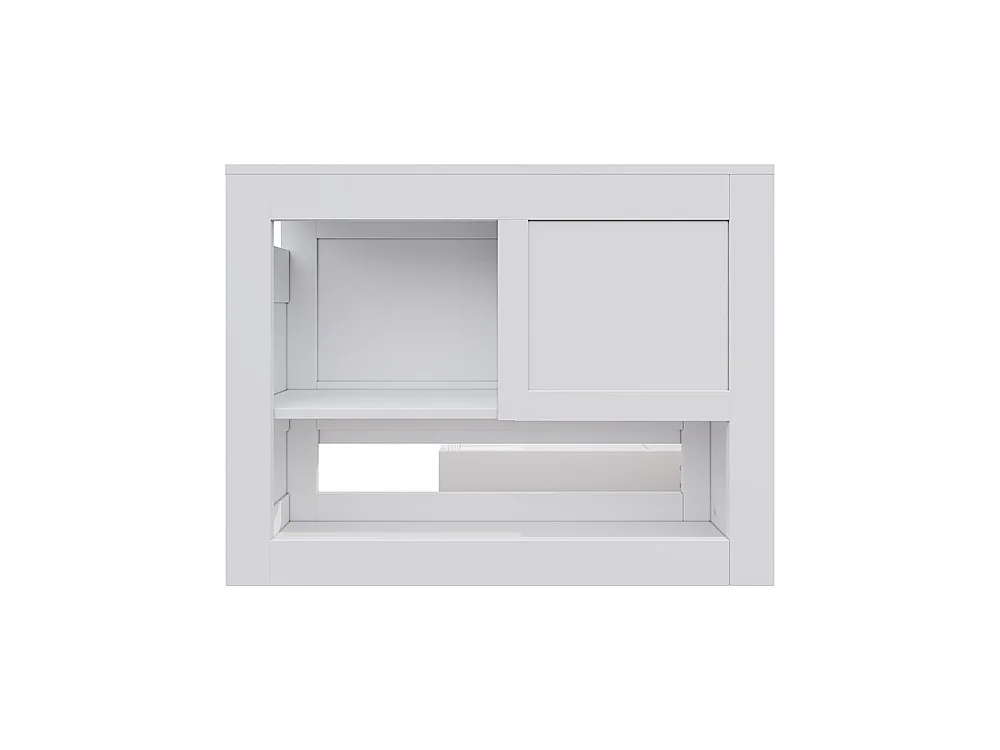 Lit enfant 90x190 cm avec tiroirs, étagères et placards de rangement, Tables de chevet, Sommier à Lattes, Structure en MDF, Blanc