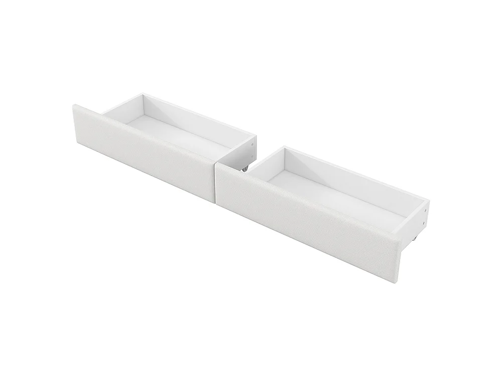 Canapé-lit rembourré 90 x 200 cm avec port USB et LED - Bureau - Deux tiroirs - Tissu lin - Blanc