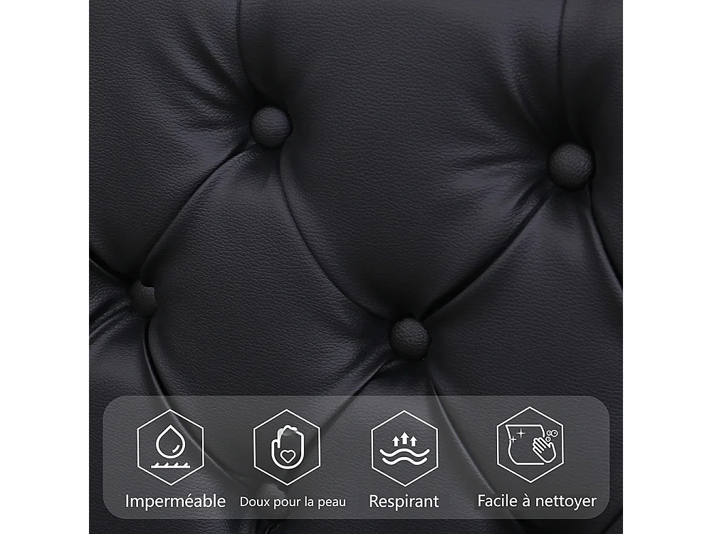 Lit adulte rembourré 140x190 cm, Lit coffre avec éclairage LED, sommier à lattes, rangement hydraulique, tissu en PU, noir
