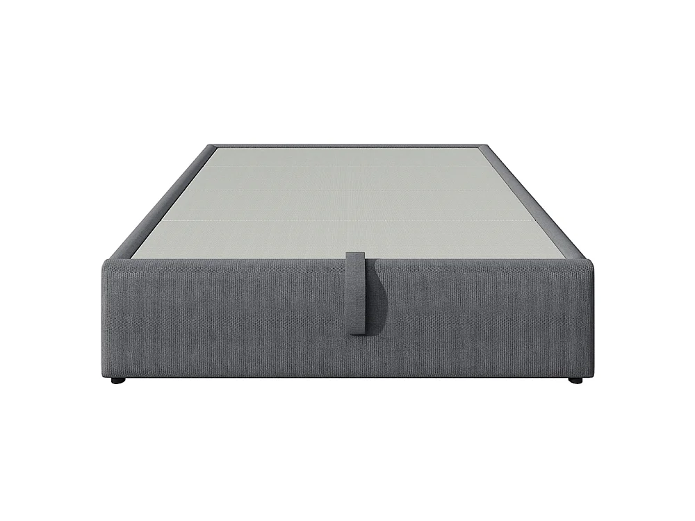 Lit coffre rembourré 160x200 cm - Prise USB C - Sommier à lattes - sans tête de lit - Lin - Gris