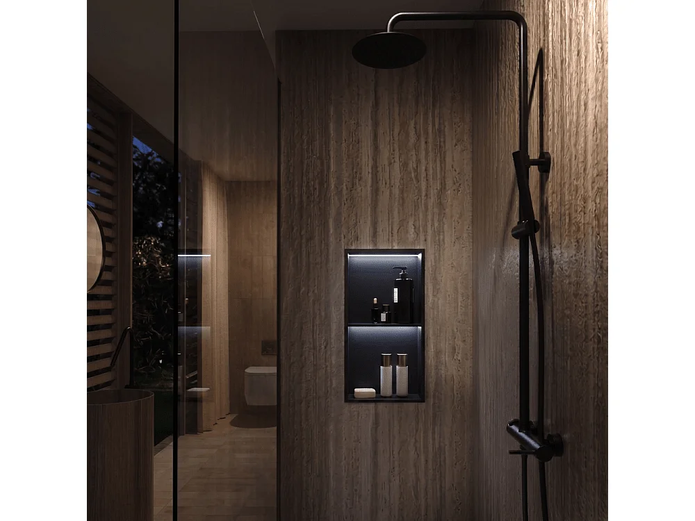 Hornacina de ducha MARSHALL con LED negro