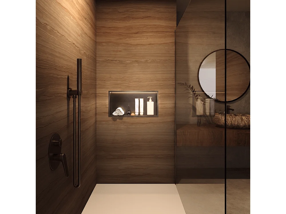 Hornacina de ducha OCEANIC con LED black gun metal