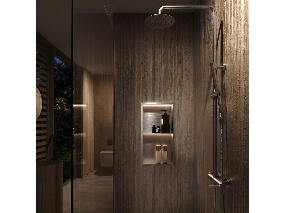 Hornacina de ducha MARSHALL con LED cromo cepillado