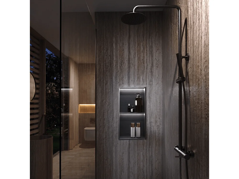 Hornacina de ducha MARSHALL con LED black gun metal