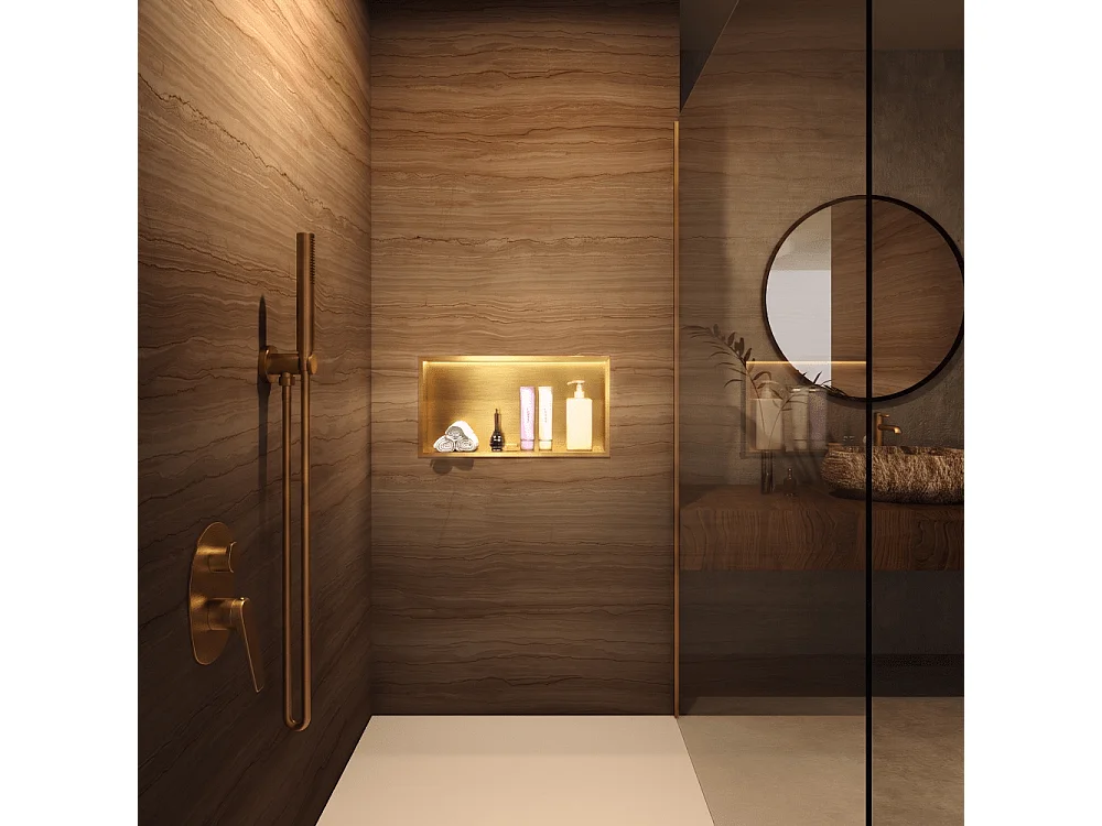 Hornacina de ducha OCEANIC con LED oro cepillado