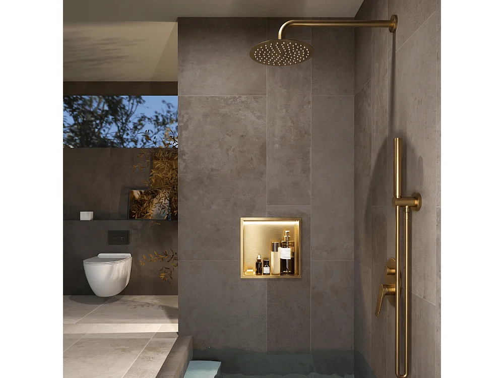 Hornacina de ducha INDIC con LED oro cepillado