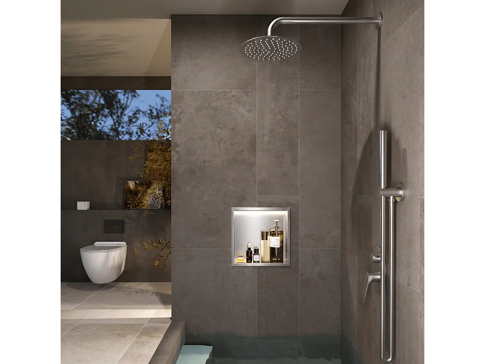 Hornacina de ducha INDIC con LED cromo cepillado