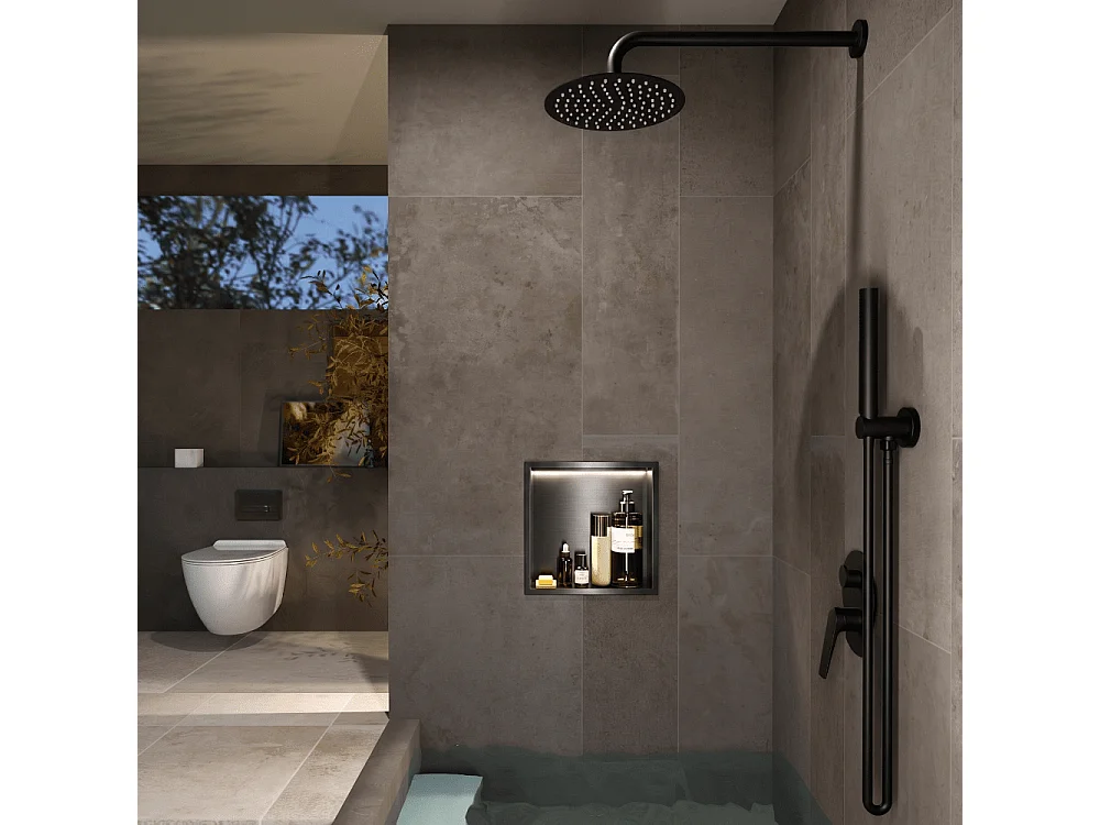 Hornacina de ducha INDIC con LED black gun metal