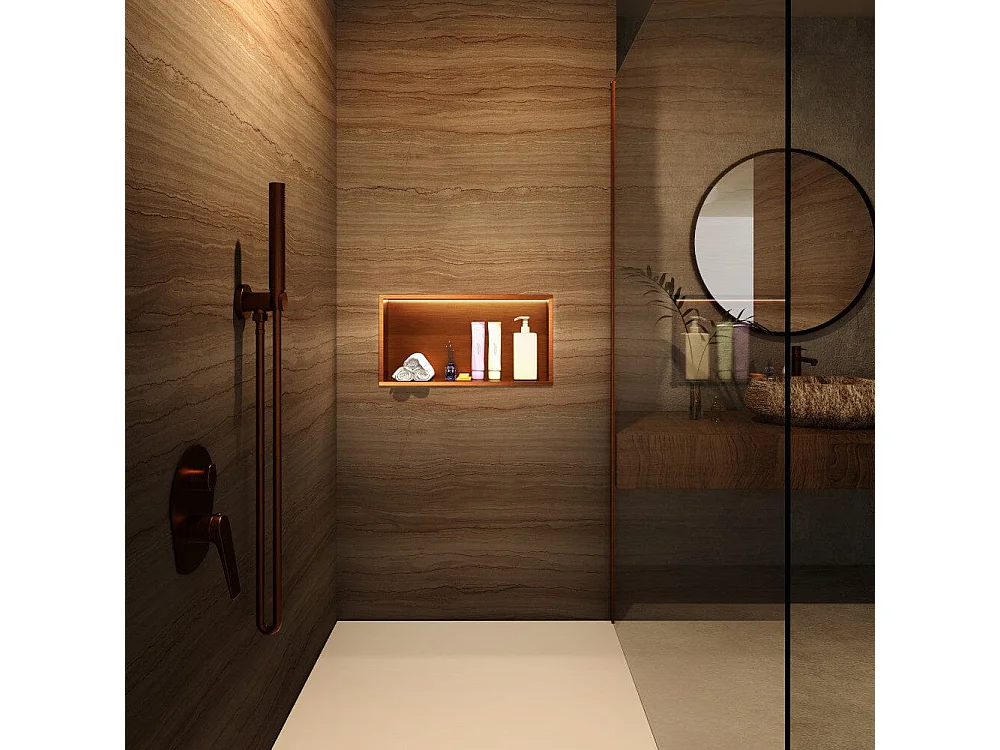 Wandnische Dusche OCEANIC mit LED gebürstetes rosegold