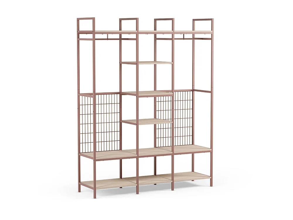 Aqaba - Dressing ouvert modulable 3 éléments en métal et bois L140xH179,5cm - Terracotta