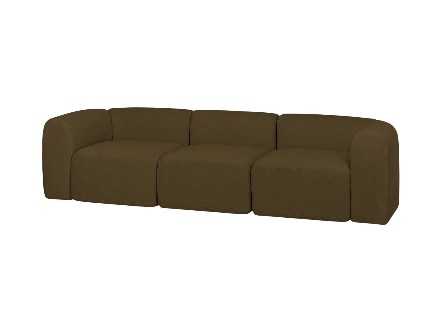 Canapé Flom 3 places - tissu polyester Gold Olive, design droit moderne