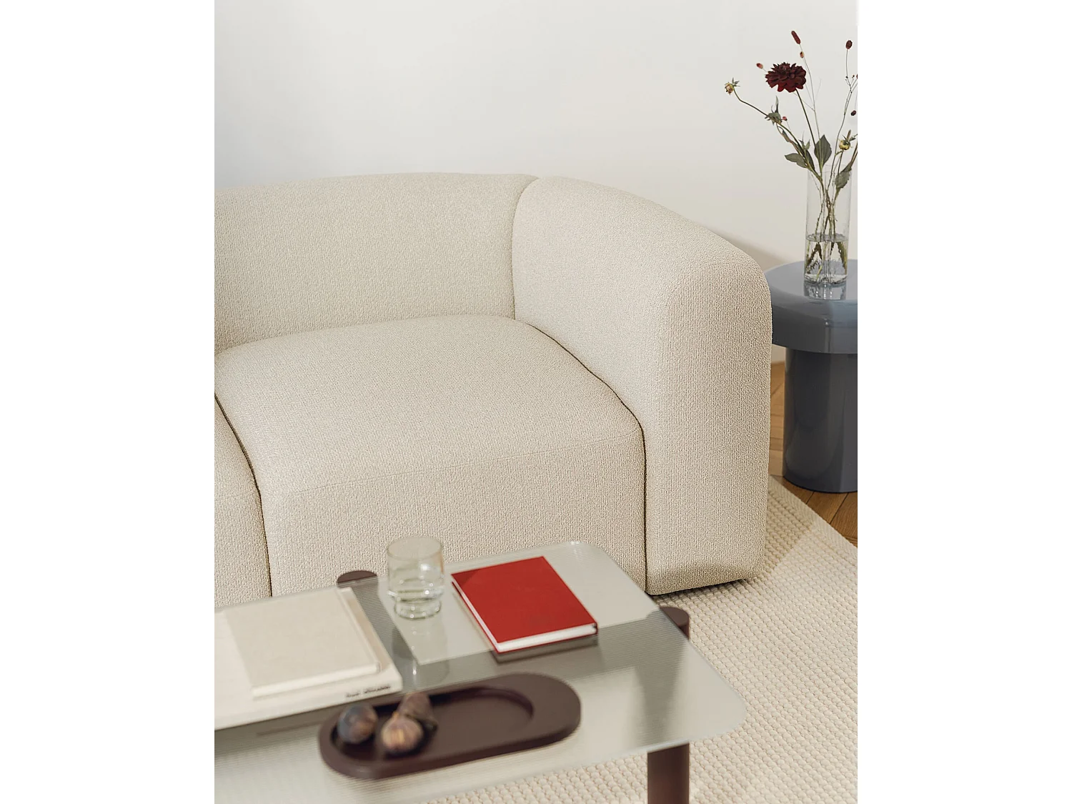 Flom Sofa 2‑Sitzer bouclé, schokoladenbraun, modular erweiterbar