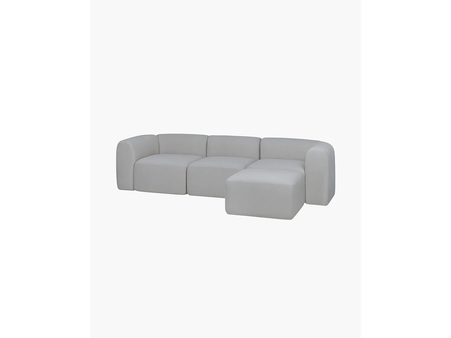 Flom Ecksofa 3‑Sitzer modulbar, Polyester Bezug hellgrau