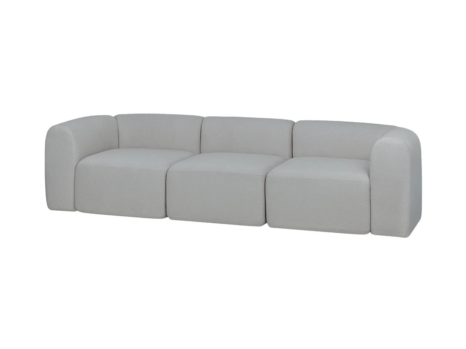 noo.ma 3-zits clubbank stof lichtgrijs - 262x96,5 cm, moderne zithoogte 42 cm