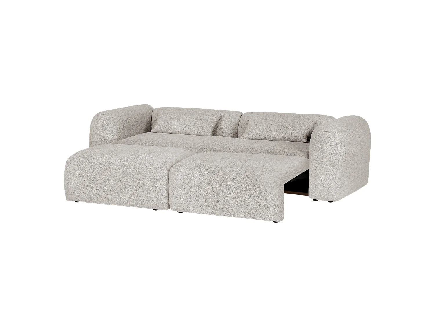 Canapé‑lit Yaro 3 places — tissu bouclé Clay Grey Mélange, mécanisme Puma