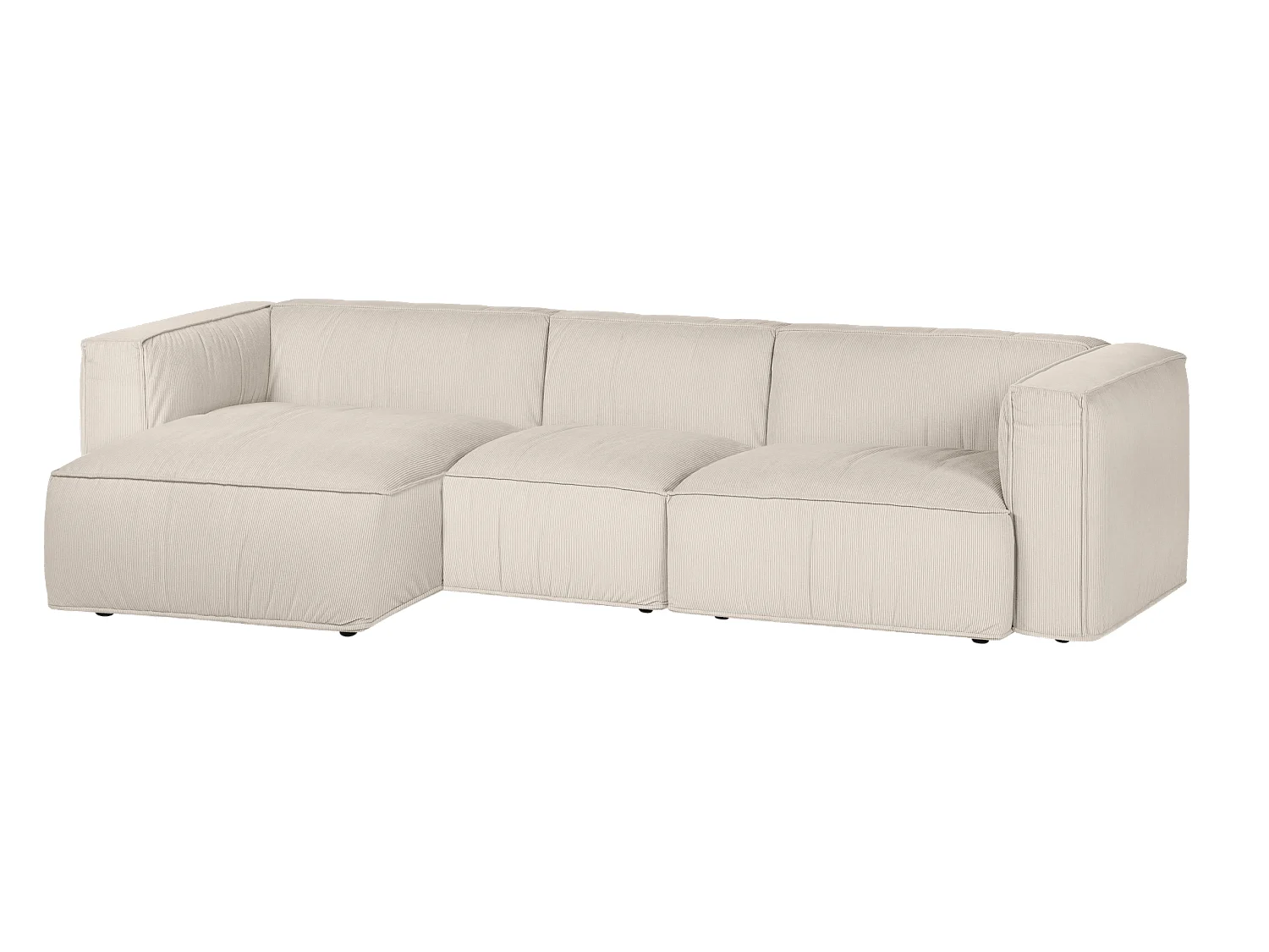 noo.ma hoekbank 4-zits rechts - corduroy polyester beige, medium zachte zit