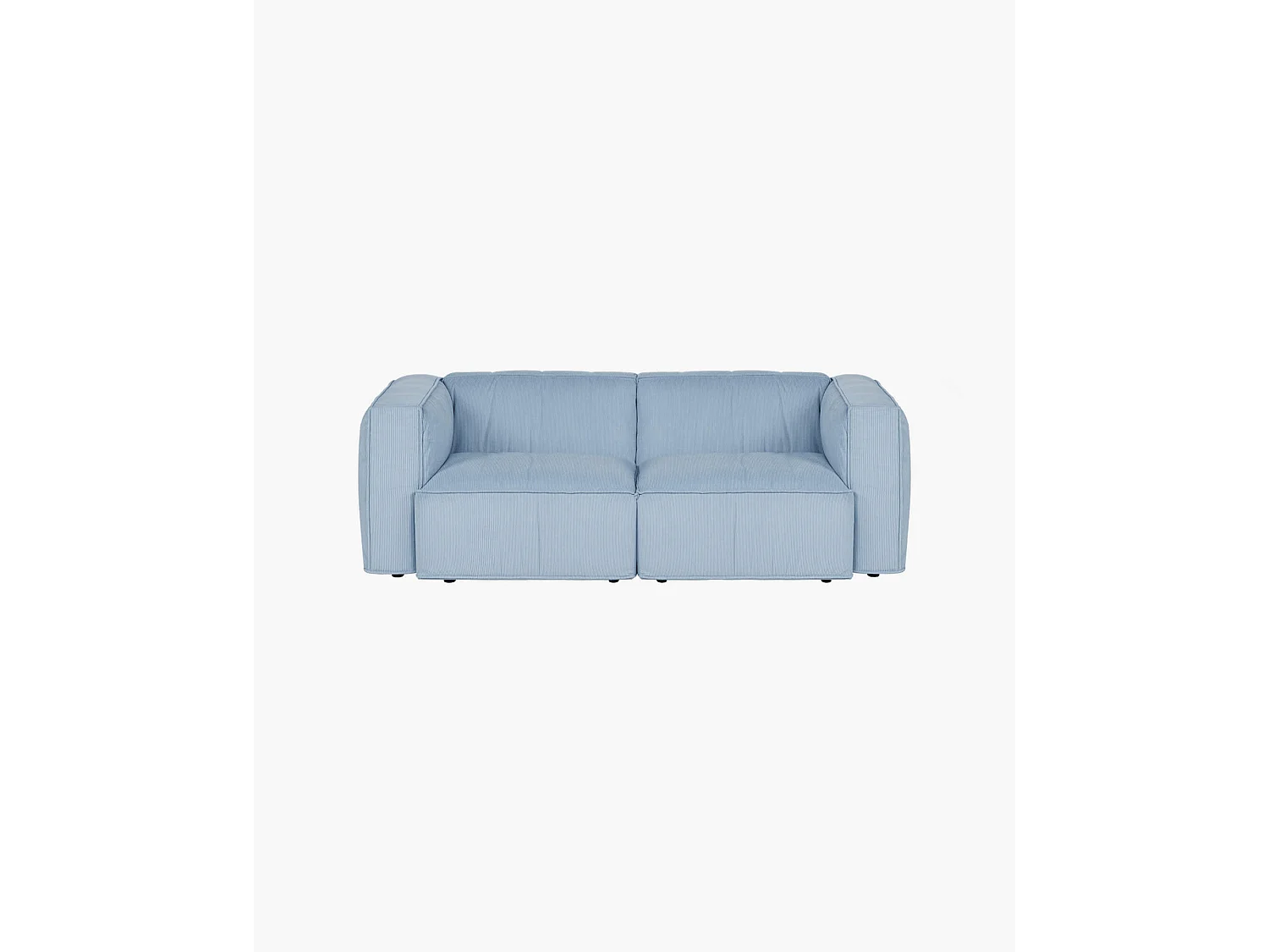 noo.ma Lobi Sofa 2-Sitzer, Cord-Stoff Baby Blue, 199x97,5x73,5 cm