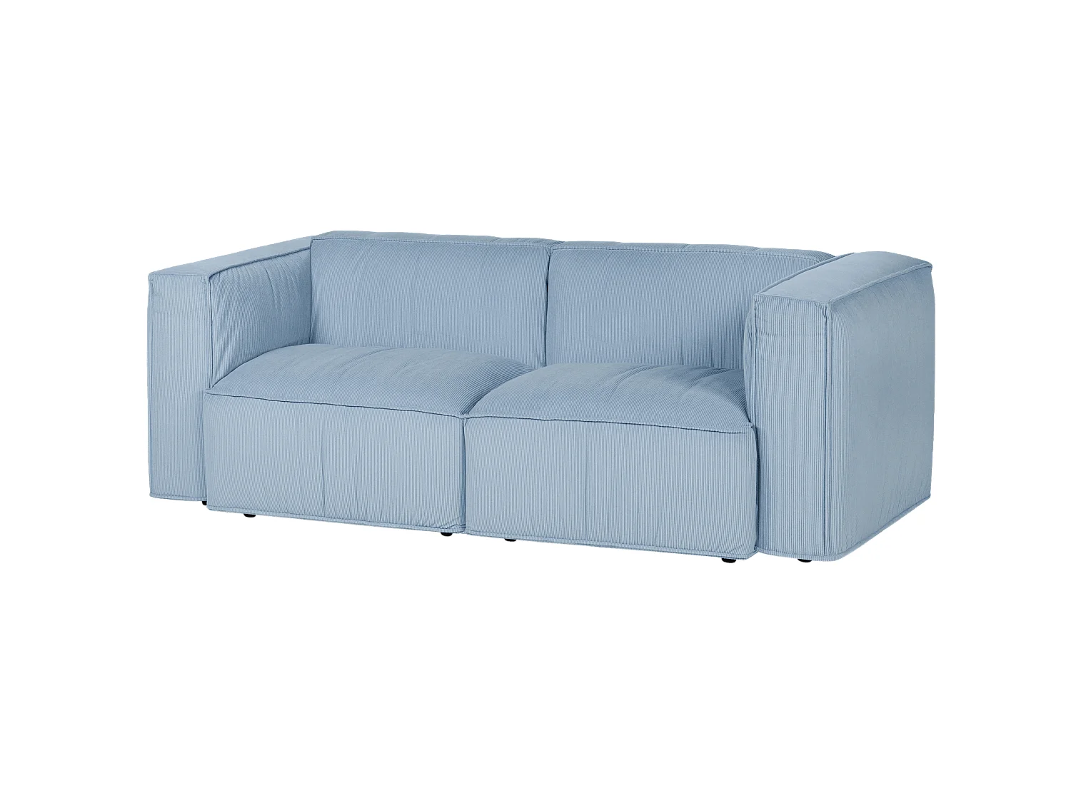 noo.ma Lobi Sofa 2-Sitzer, Cord-Stoff Baby Blue, 199x97,5x73,5 cm