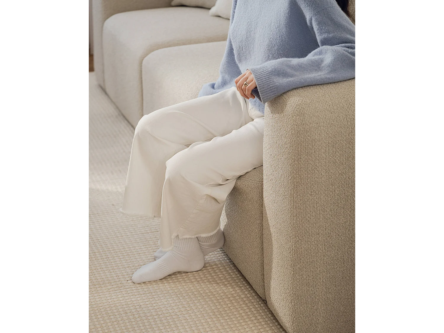Flom Ecksofa 3‑sitzer Bouclé, 262 x 96,5 x 68 cm, Schokoladenbraun