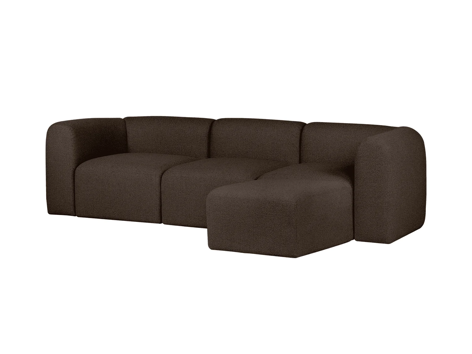 Flom Ecksofa 3‑sitzer Bouclé, 262 x 96,5 x 68 cm, Schokoladenbraun