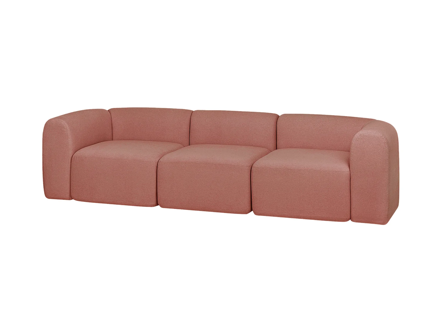 Flom Sofa 3-Sitzer, modernes Club-Design, Pink Clay, 262 x 96,5 x 68 cm