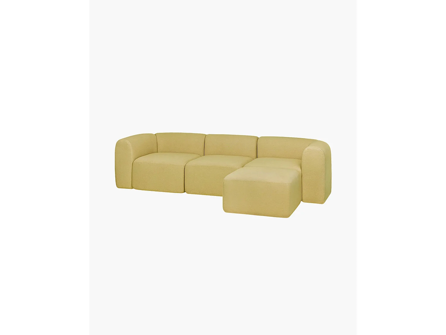 Flom Ecksofa 3‑Sitzer, modulares Club‑Design, Polyester, Yellow Pear