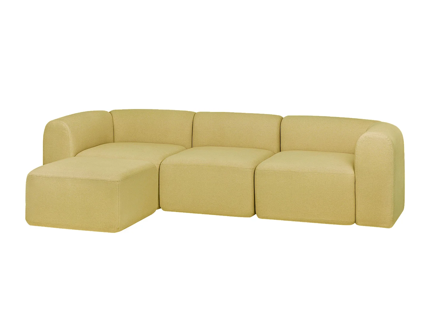 Flom Ecksofa 3‑Sitzer, modulares Club‑Design, Polyester, Yellow Pear