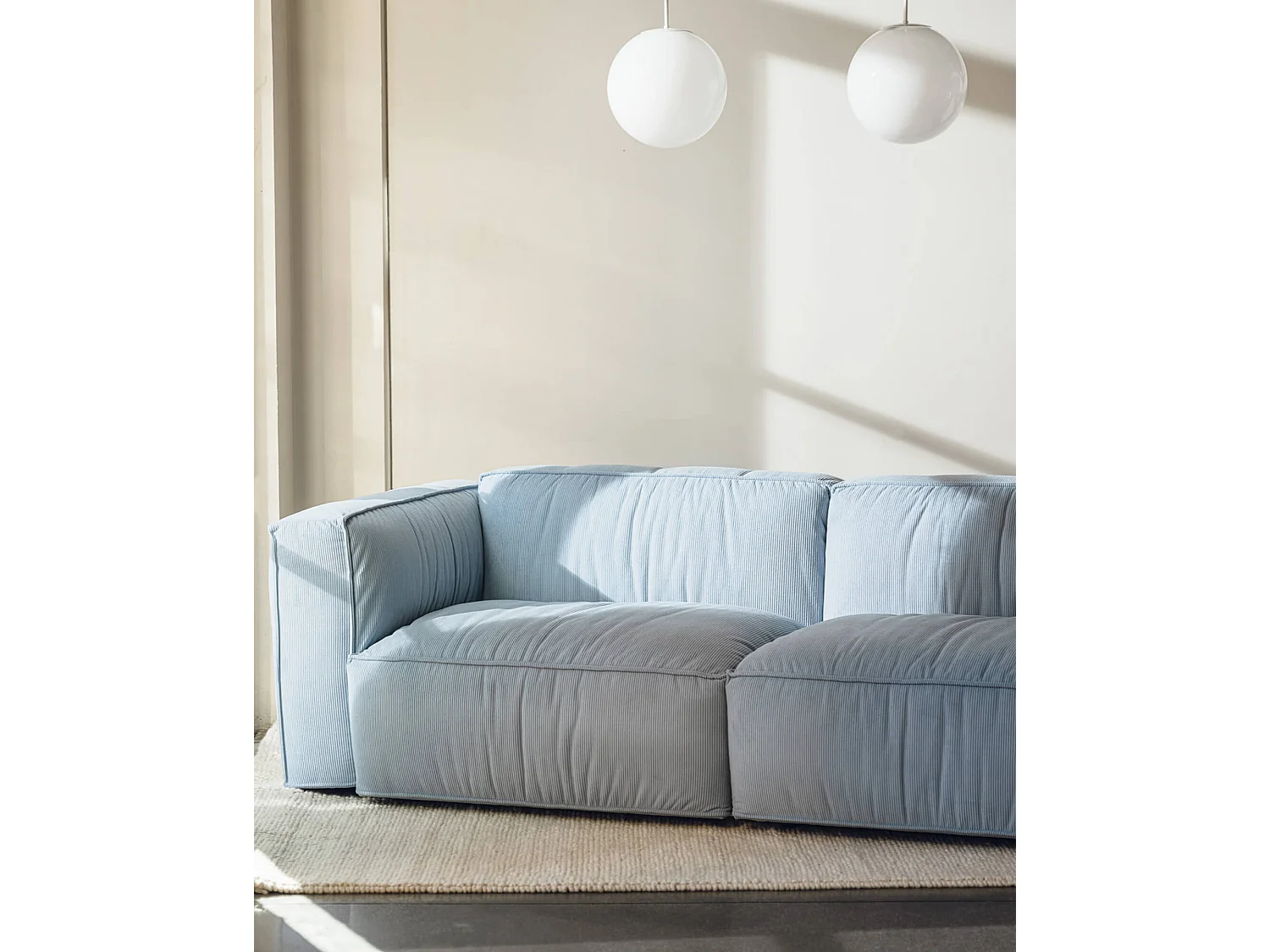 Lobi Sofa 4-Sitzer - kordeliger Polyesterbezug Chalk Grey, 318x97,5x73,5 cm