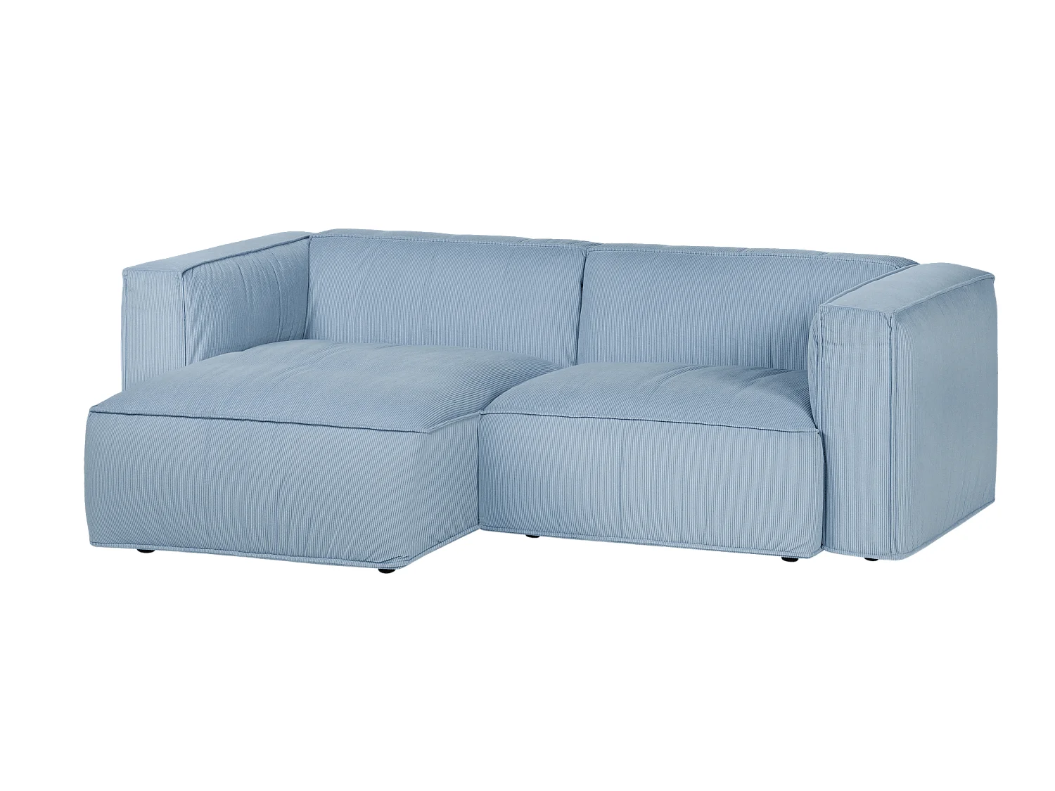 noo.ma Lobi Sofa 3‑Sitzer Ecksofa rechts, Cordstoff Baby Blue, 243x120x73,5 cm