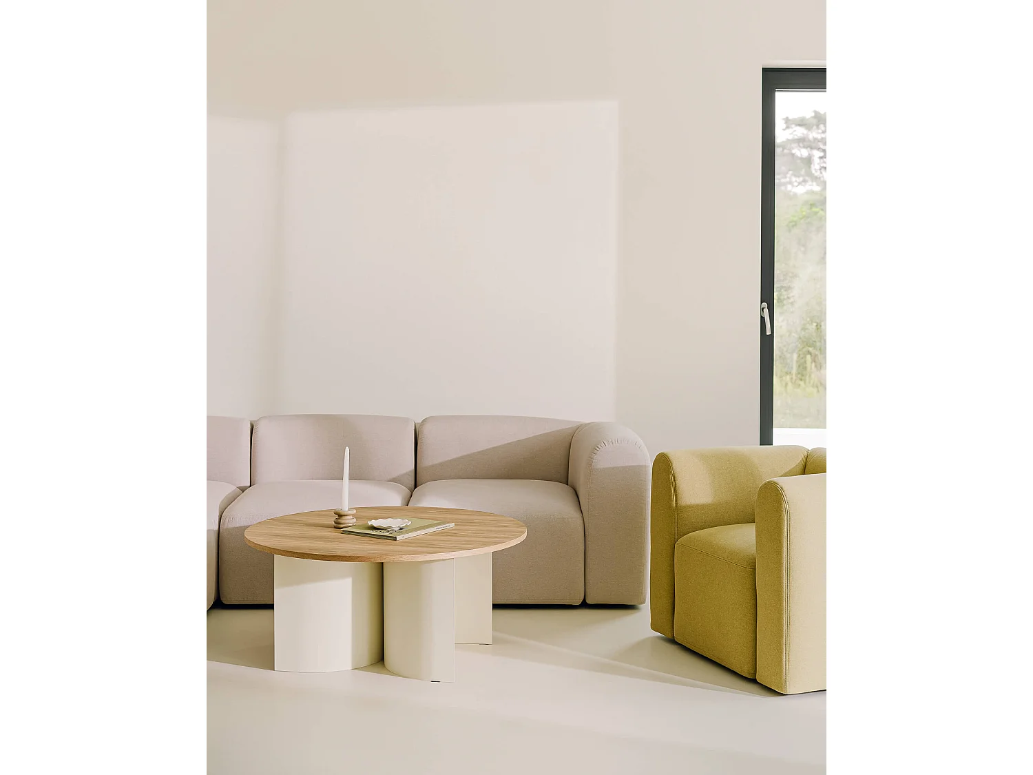 Flom Ecksofa 3‑Sitzer, modulares Panorama‑Ecksofa in Nebelgrau