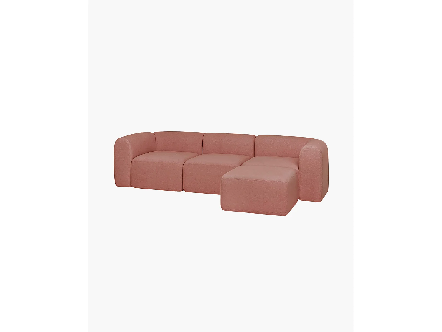 noo.ma Flom Ecksofa 3‑sitzer modulares Panoramasoft-Sofa, 100% Polyester, Pink Clay