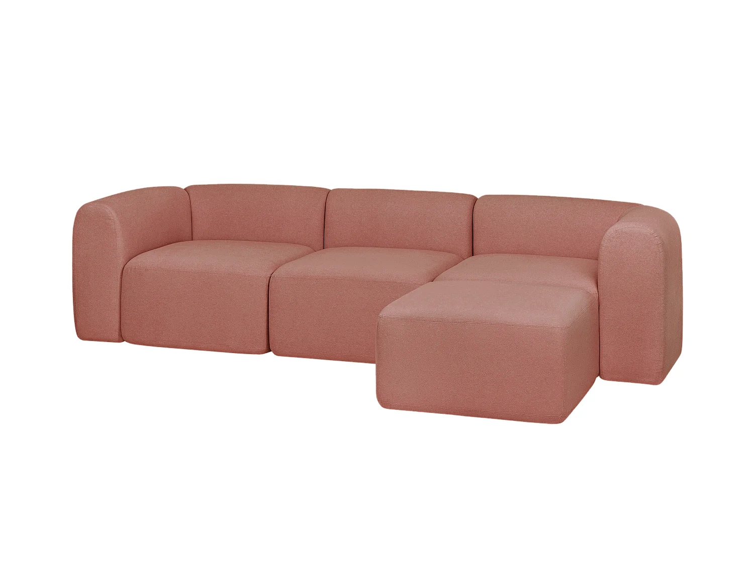 noo.ma Flom Ecksofa 3‑sitzer modulares Panoramasoft-Sofa, 100% Polyester, Pink Clay