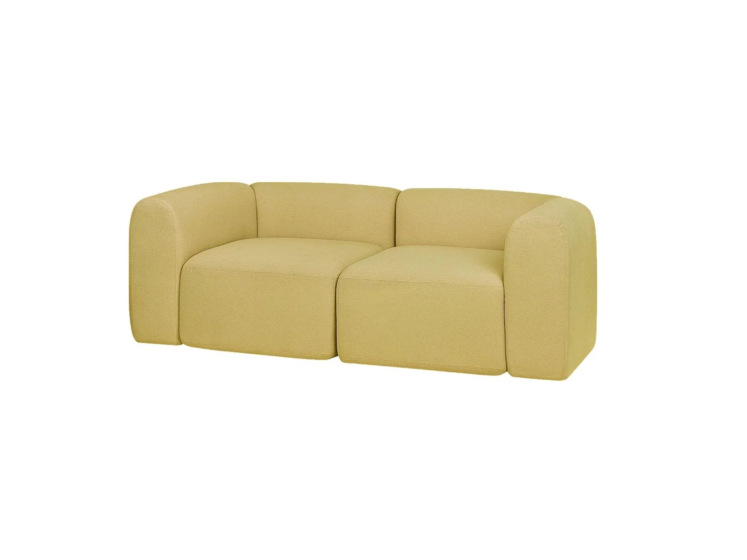 Canapé Flom 2 places - tissu polyester jaune poire, design club confortable
