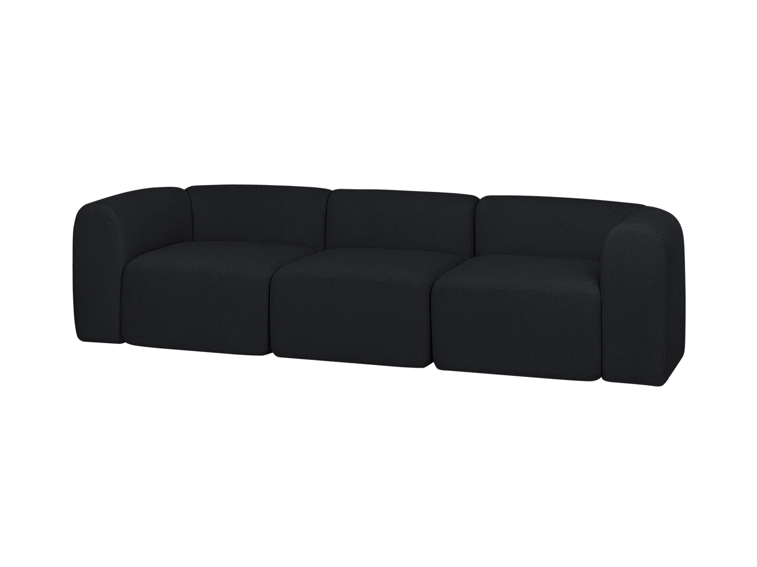 noo.ma Flom Sofa 3-Sitzer, Polyester, Graphite Black, 262 x 96,5 x 68 cm