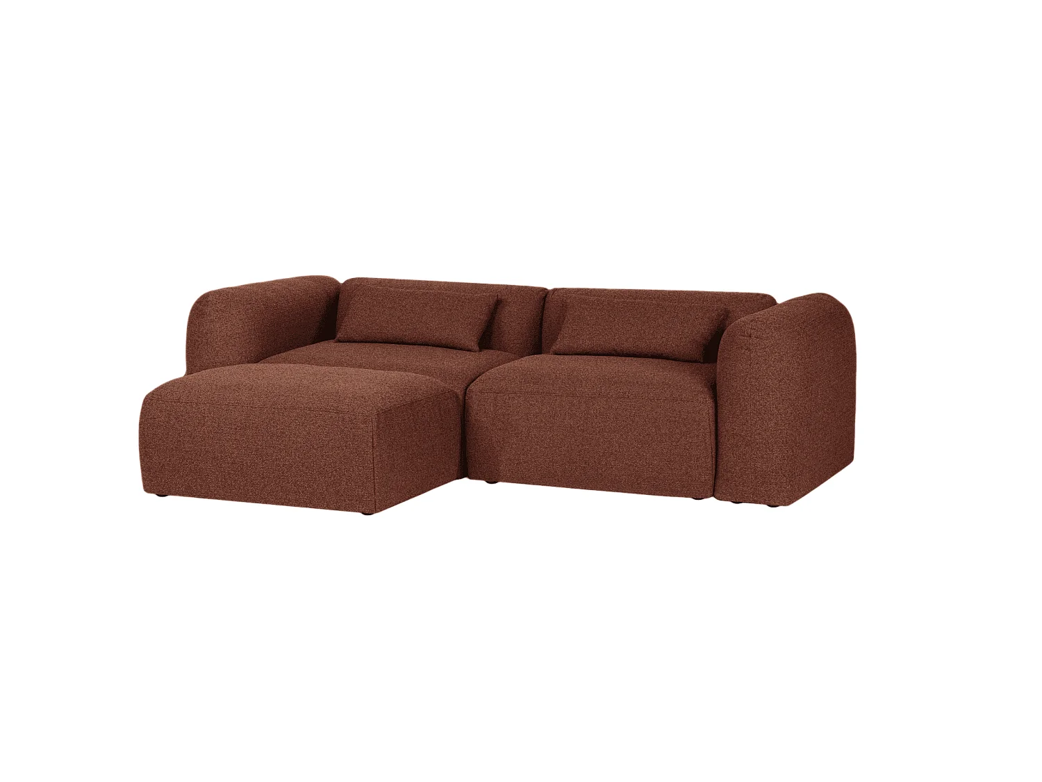 Yaro 3‑Sitzer Ecksofa Brick Red Bouclé