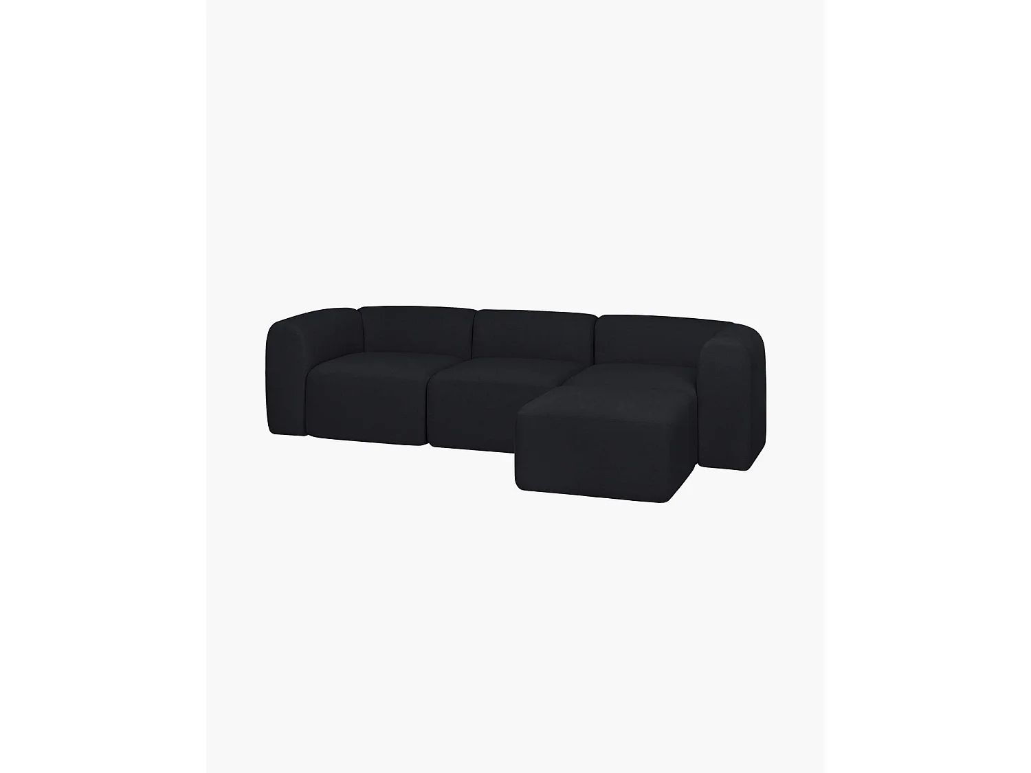 Flom Ecksofa 3-Sitzer - modulares, modernes Sofa, Polyester, schwarz