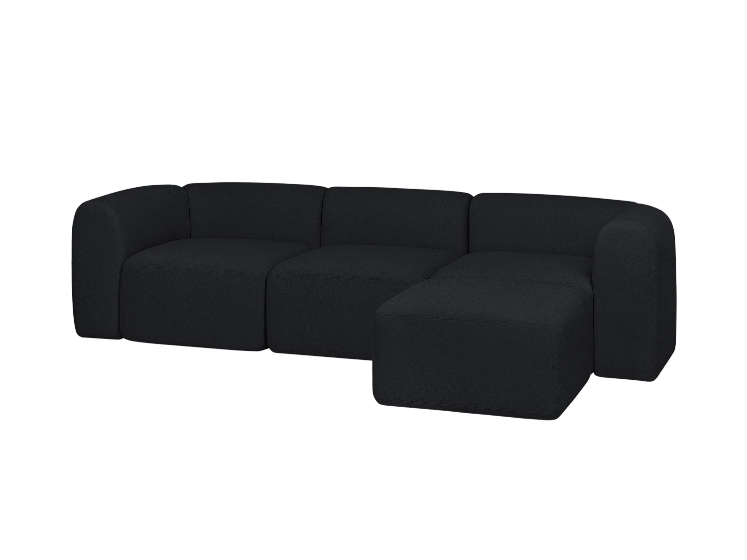Flom Ecksofa 3-Sitzer - modulares, modernes Sofa, Polyester, schwarz