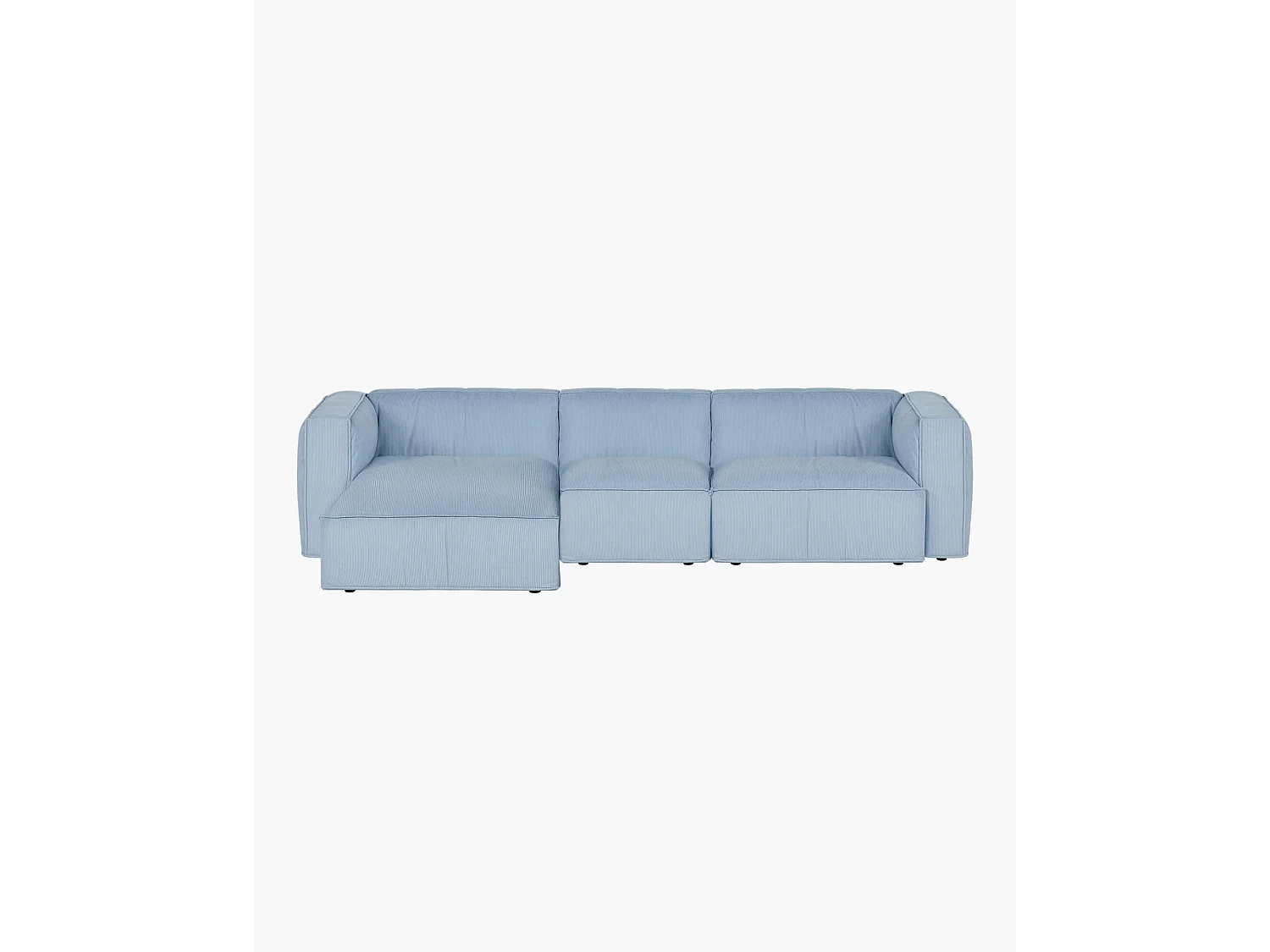 Canapé d'angle 4 places Lobi - velours côtelé Baby Blue, polyester