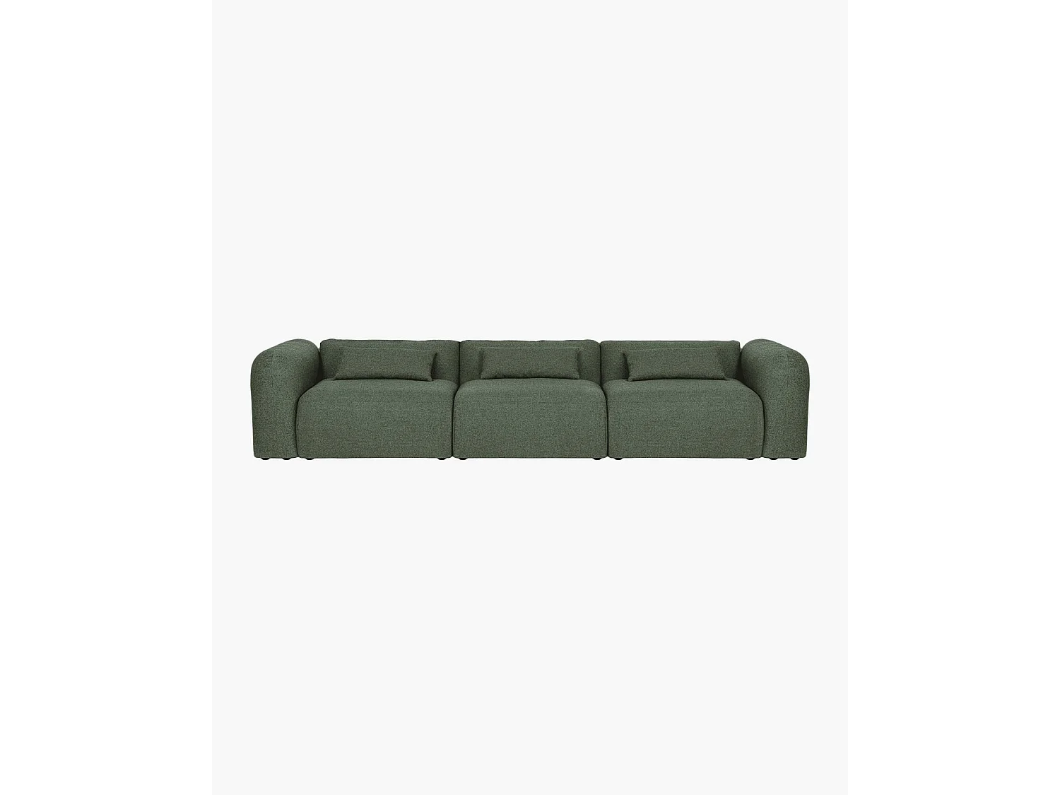 Divano Yaro 4 posti in bouclé thyme green, tessuto 100% poliestere, design moderno