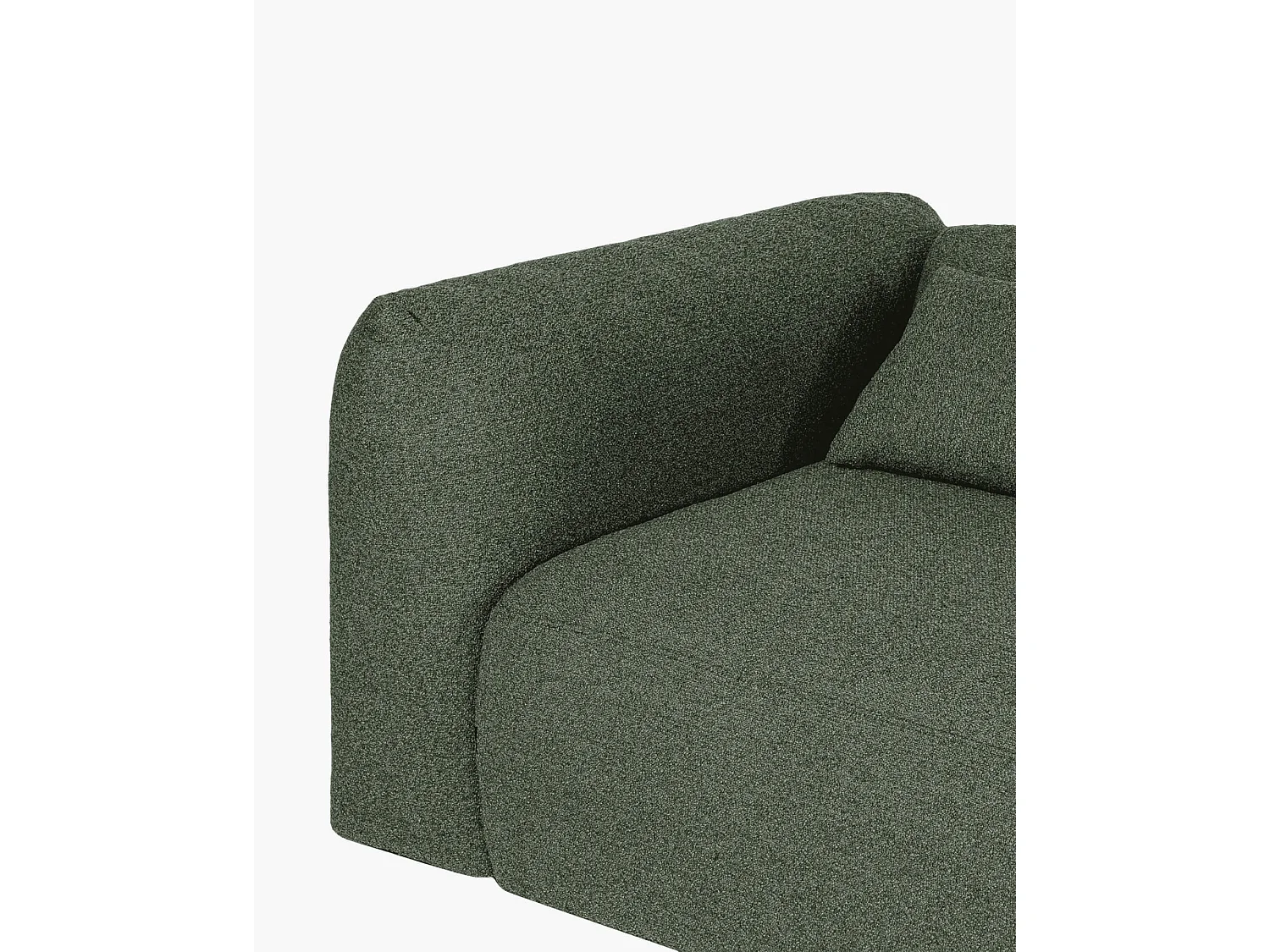 Divano Yaro 4 posti in bouclé thyme green, tessuto 100% poliestere, design moderno