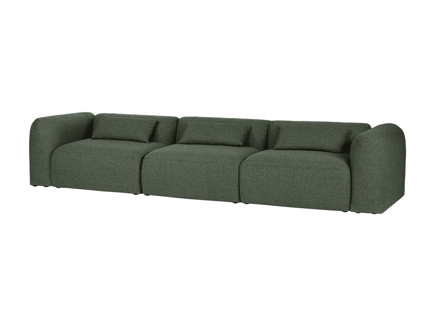 Divano Yaro 4 posti in bouclé thyme green, tessuto 100% poliestere, design moderno