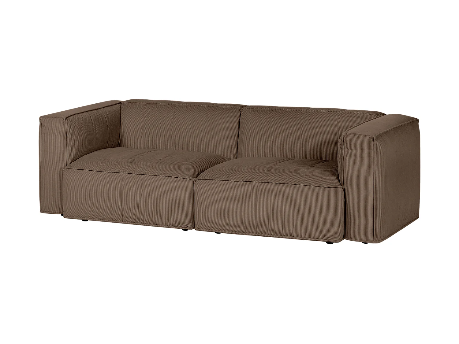 Canapé Lobi 3 places - velours côtelé moka, profondeur 97,5 cm