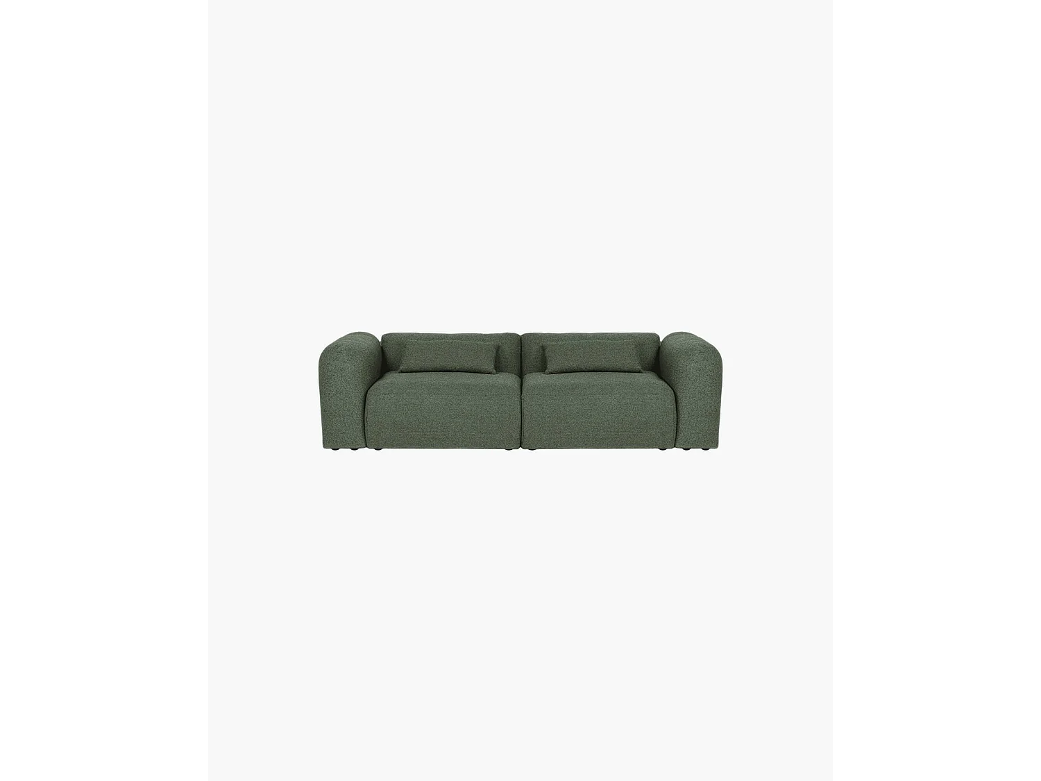 noo.ma Yaro 3‑Sitzer Sofa, Bouclé Polyester, Thyme Green, Breite 263 cm