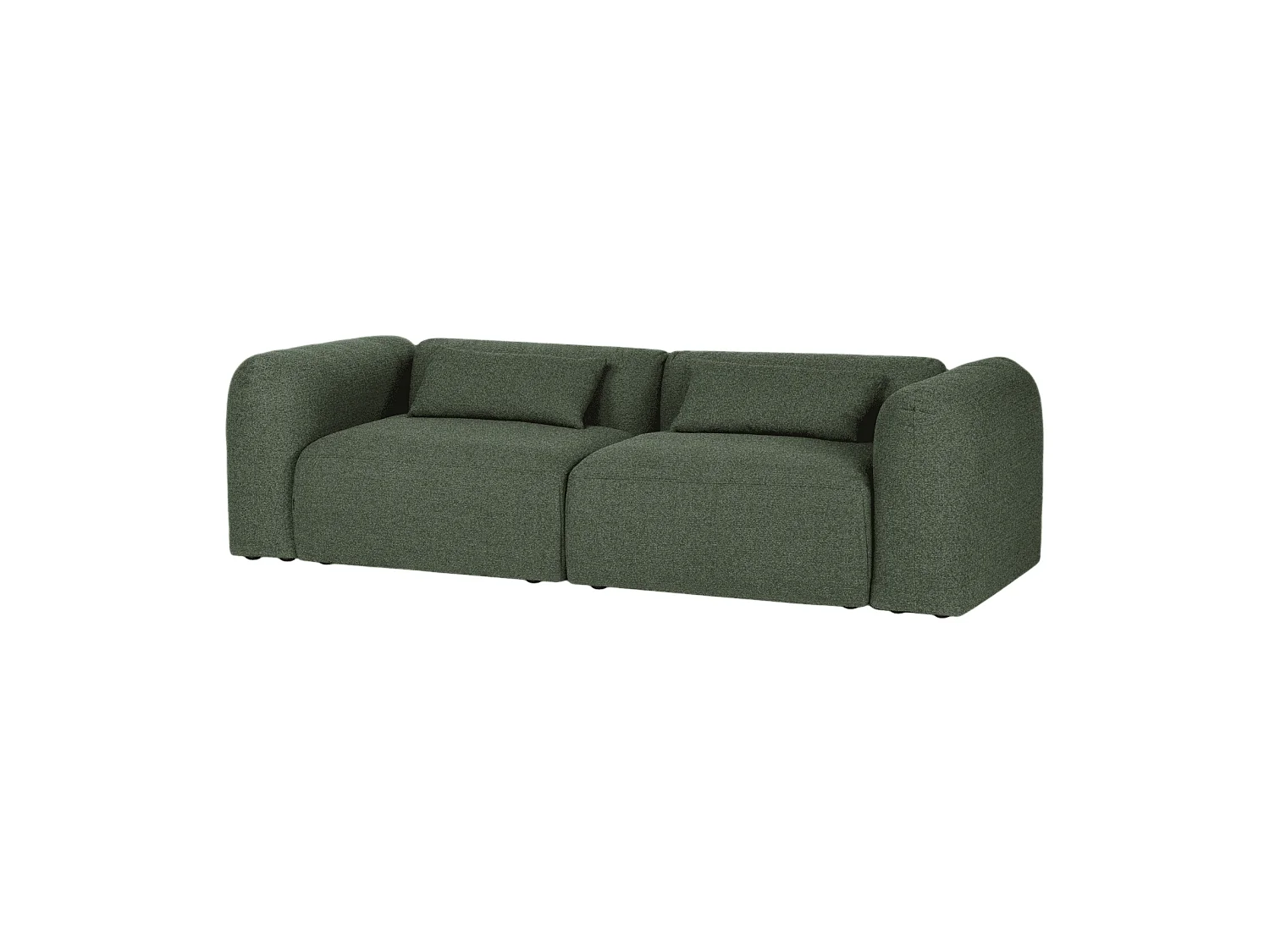 noo.ma Yaro 3‑Sitzer Sofa, Bouclé Polyester, Thyme Green, Breite 263 cm